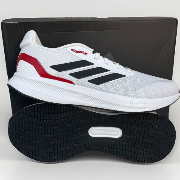 Adidas Runfalcon 5 Men\'s Sz 11.5 White Black Red Scarlet Jog Walk Shoes IE8818 main image 8